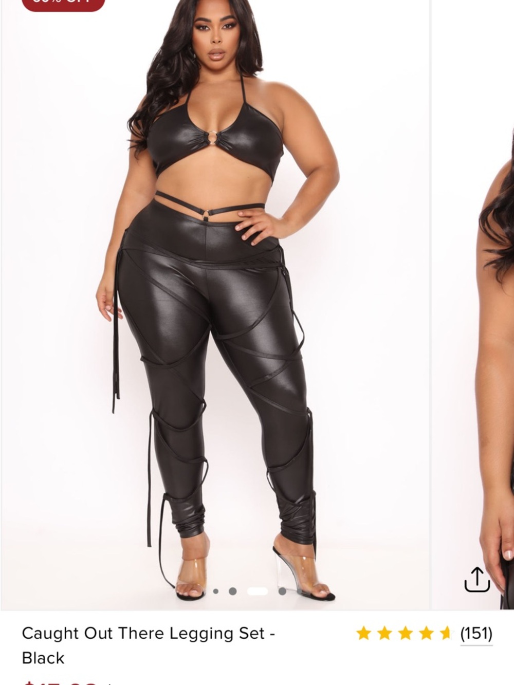 Fashion Nova Black Faux Leather Strappy High-Waist Leggings